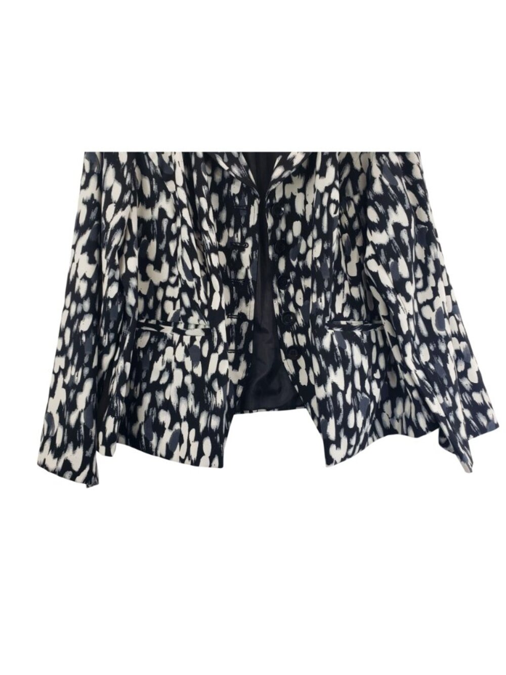 Blazer Black White Abstract Print 22W Fashion Bug Career Wear Pockets Collar - Picture 13 of 16